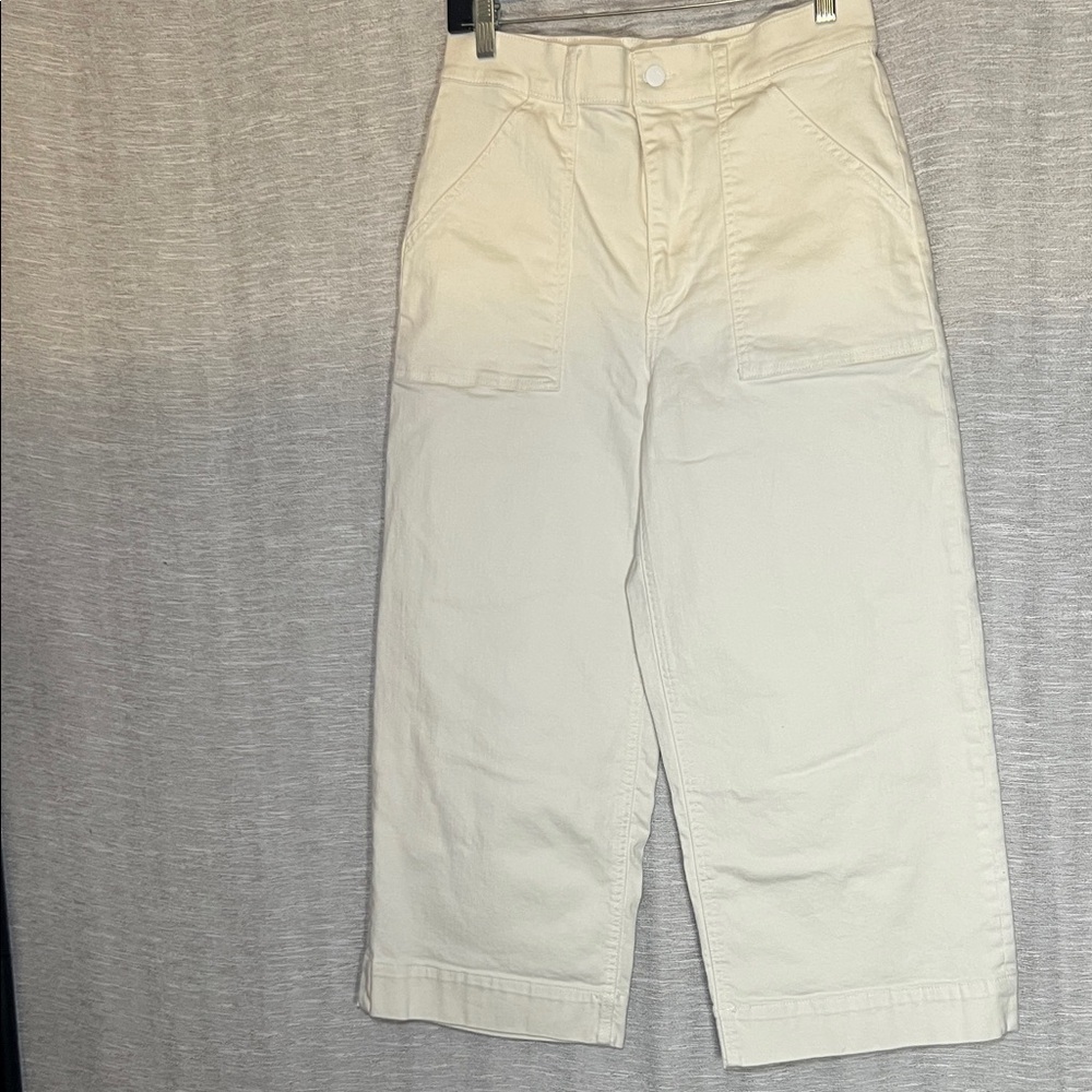 Joe’s Jeans Cream Wide Leg Barrel Style Cropped Ankle Pants Size 30 - Picture 3 of 16